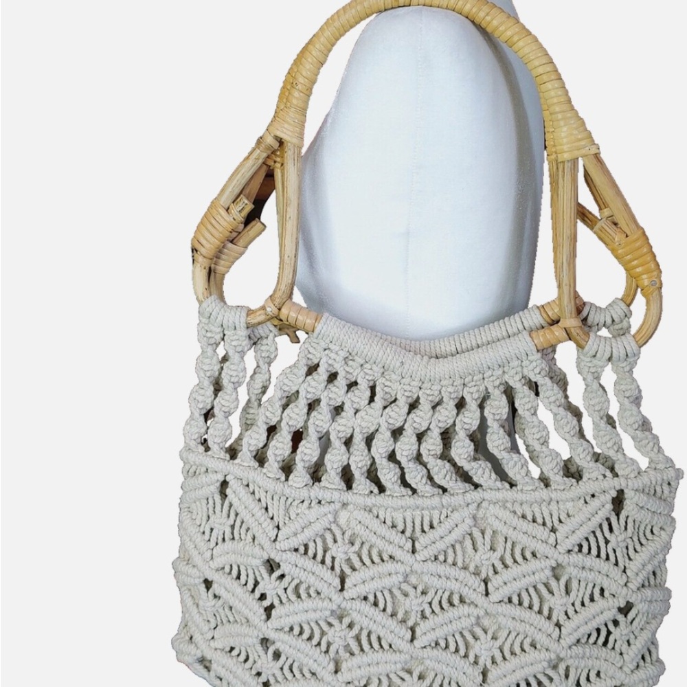 Universal Thread Cream Macrame Tote - image 1
